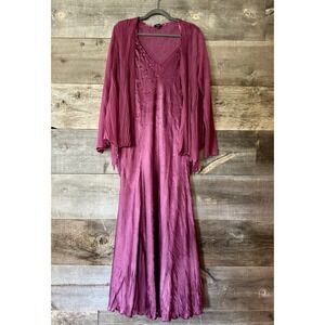 Komarov Woman 2-Piece Maxi Dress Cardigan Set 2X Purple Event Wedding Chiffon